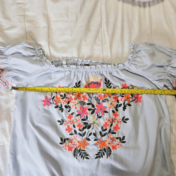 Free People Fleur De Jour Embroidered off-the-shoulder neckline Mini Dress XS - Picture 8 of 11